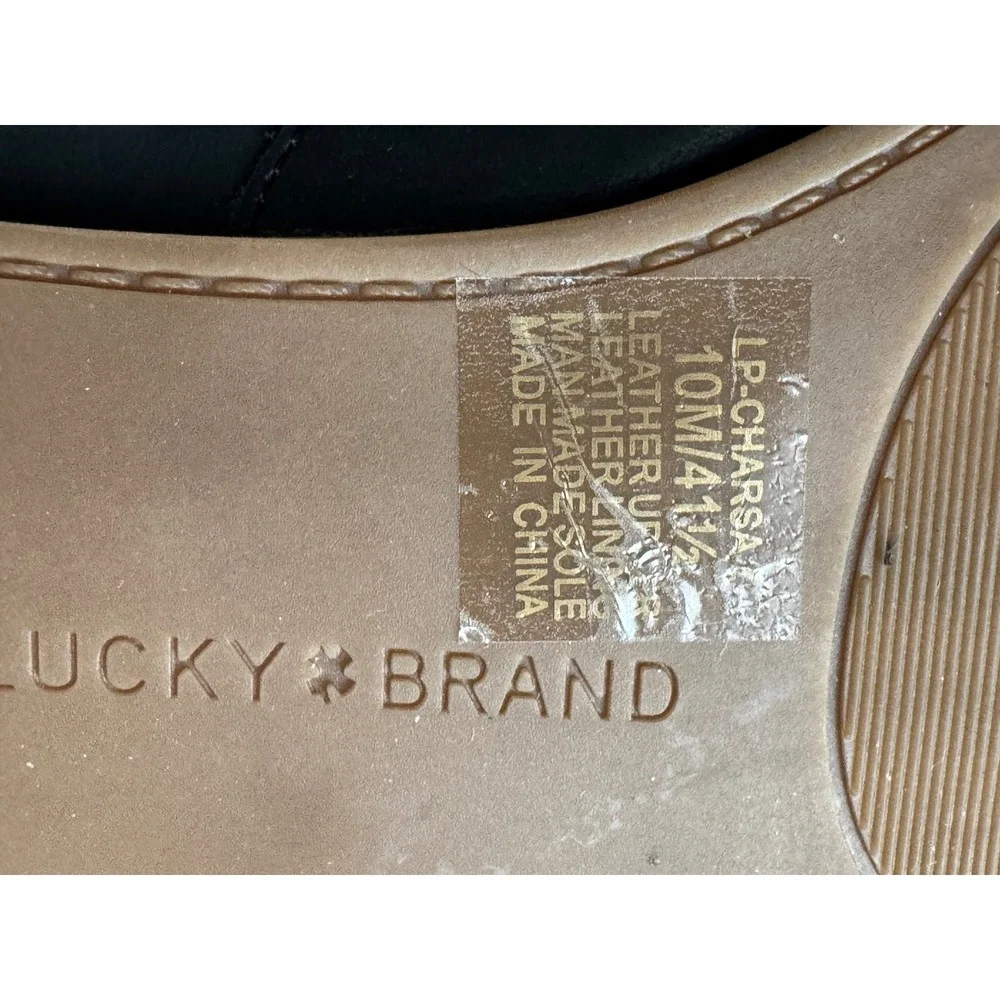 Lucky Brand Loafers Women 10 Black Charsa Leather Flat Slip On Almond Toe Shoes